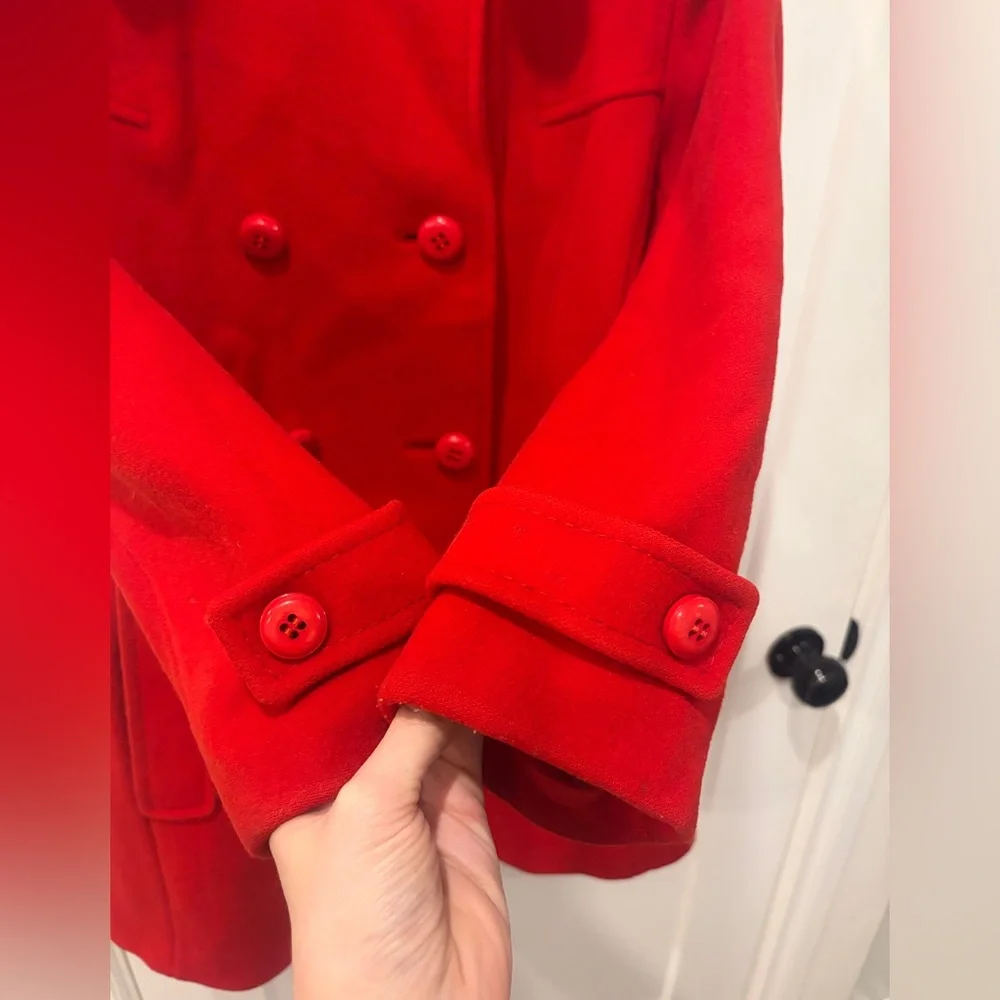 Vintage 60s Red Women's Double-Breasted wool Peacoat Jacket - Picture 5 of 17